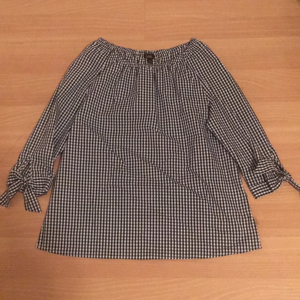 Lee gingham plaid off shoulder large l